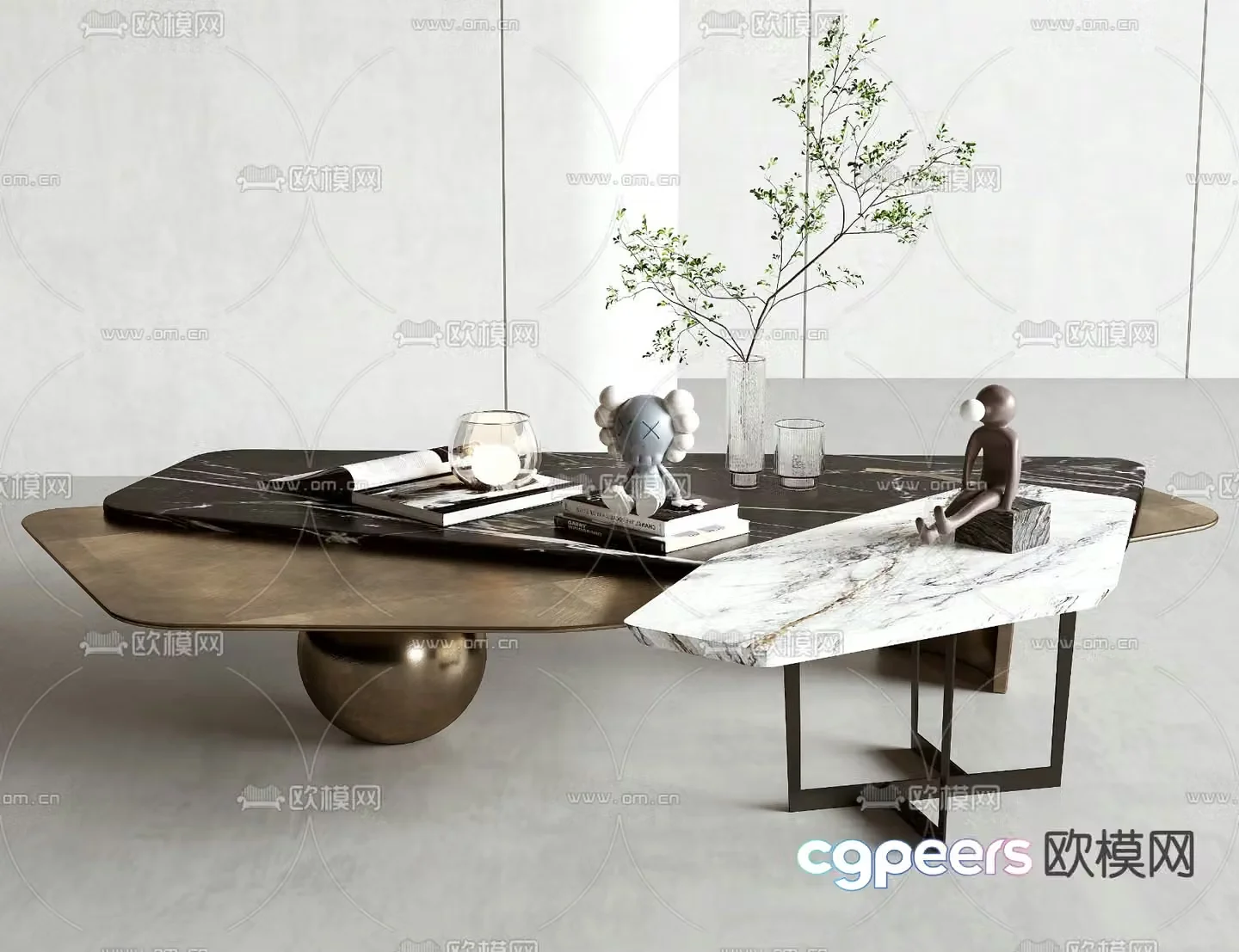 Light luxury coffee table combination coffee table 3D model