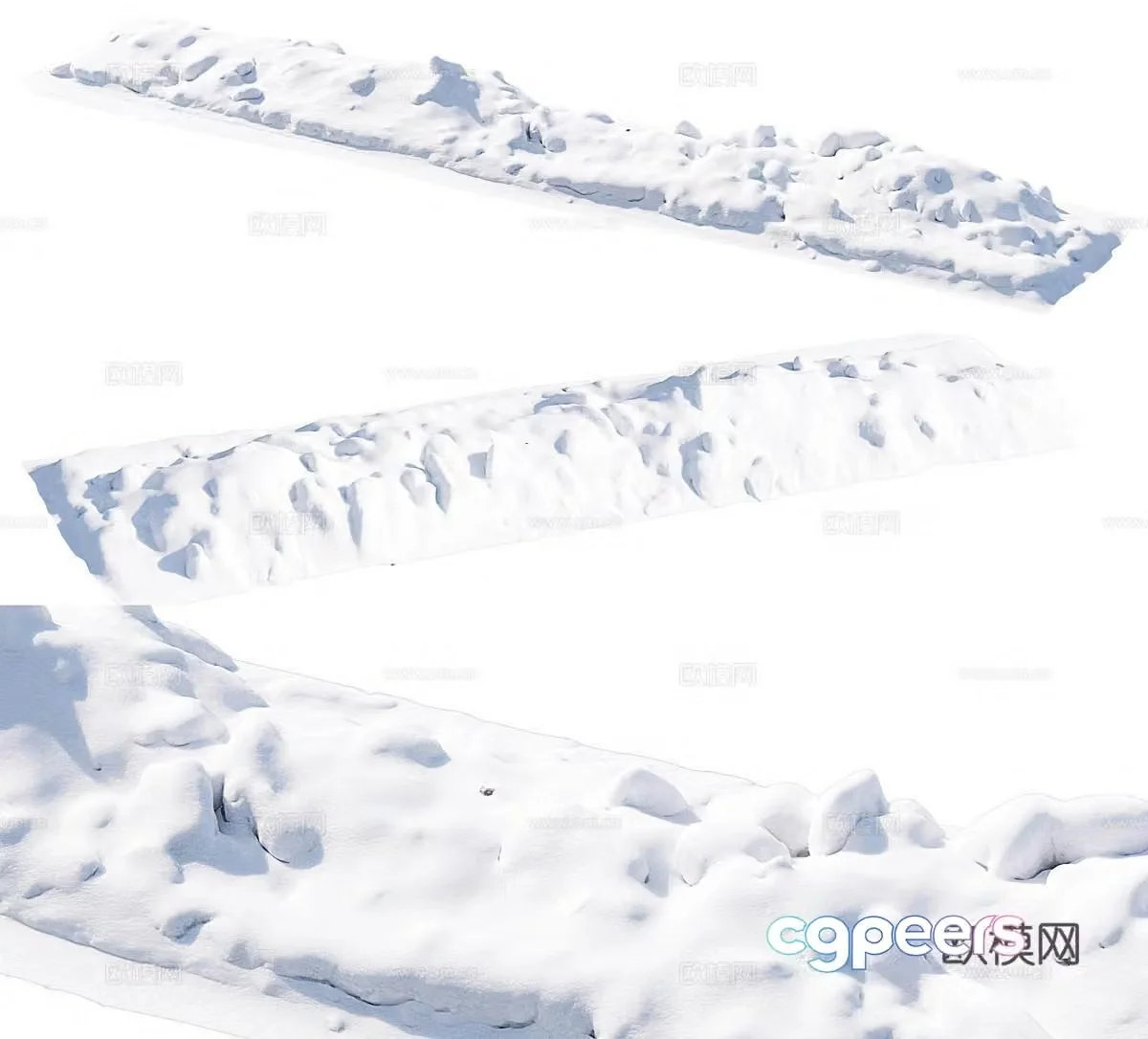 Modern snowdrift snow road snow outdoor snow sidewalk roadside 3d model