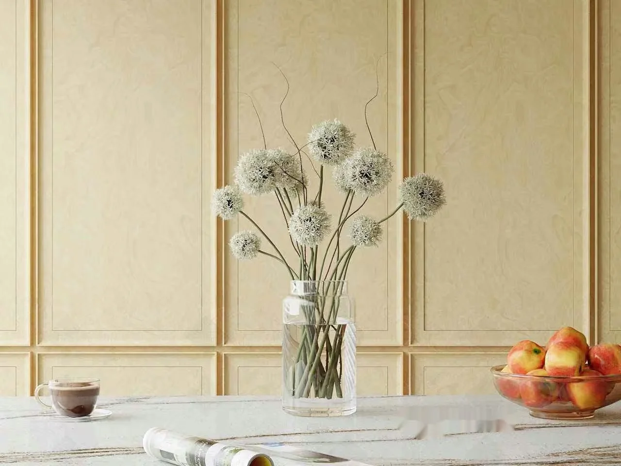 Modern Cream Wall 3D Model – 3249 – VRAY Render