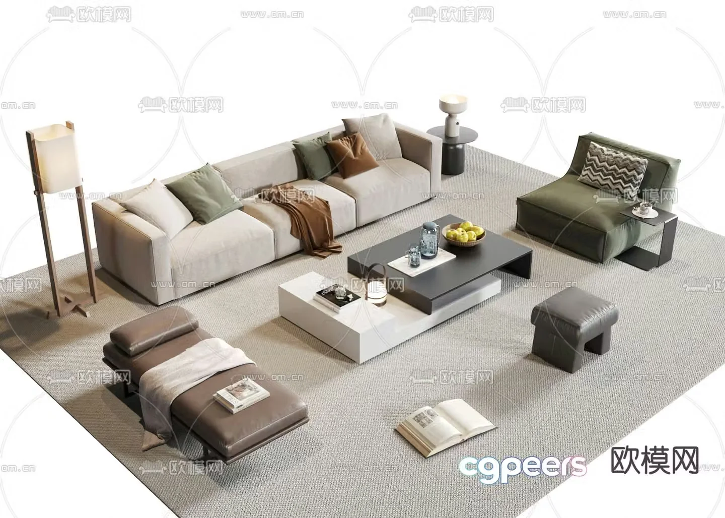 Modern sectional sofa 3d model