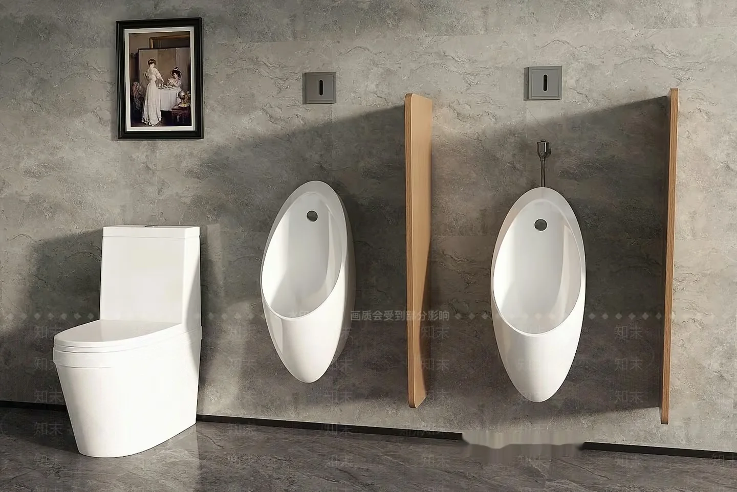 A Bathroom With Urinals 3D Model – 7150 – VRAY Render