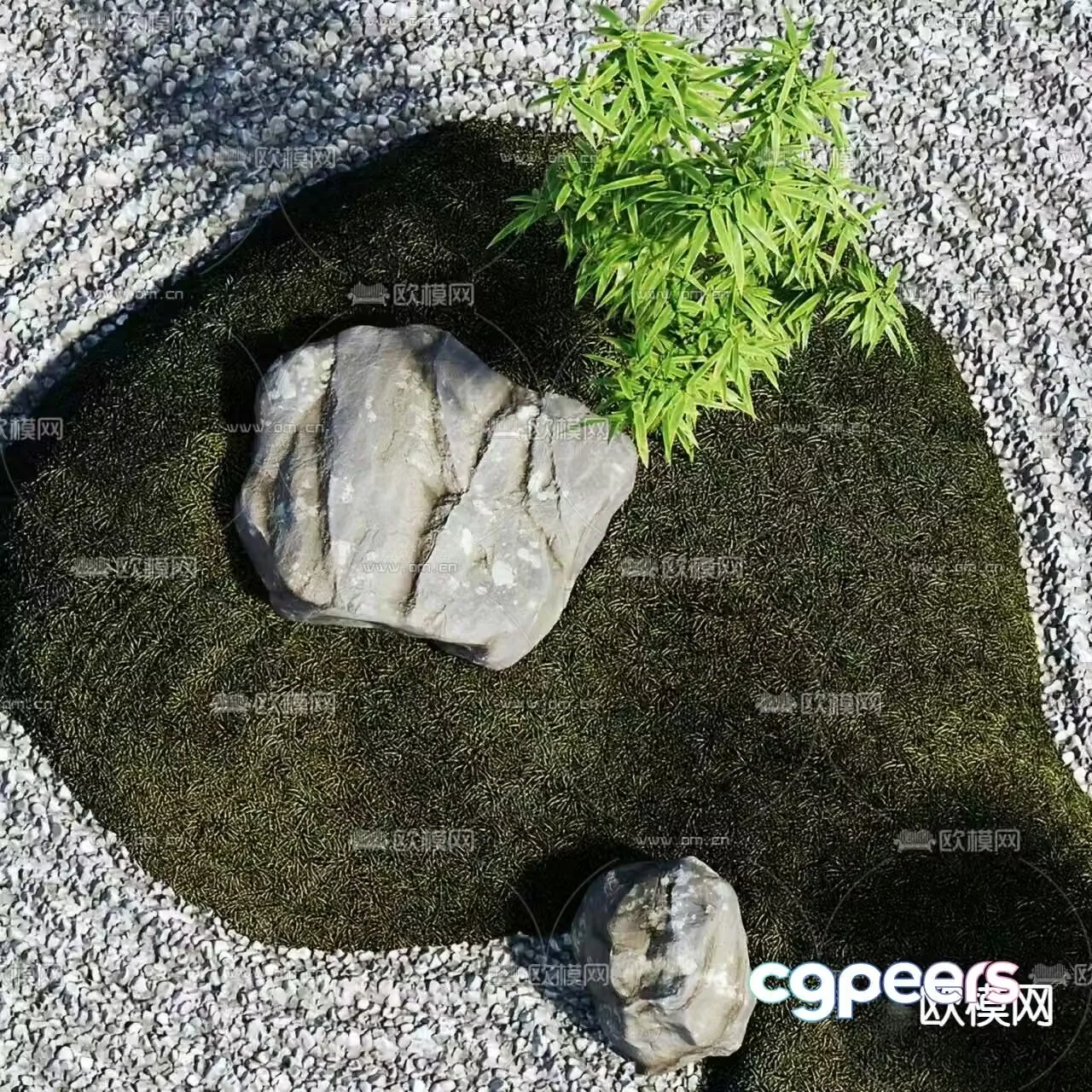 Moss sketch courtyard landscape 3d model