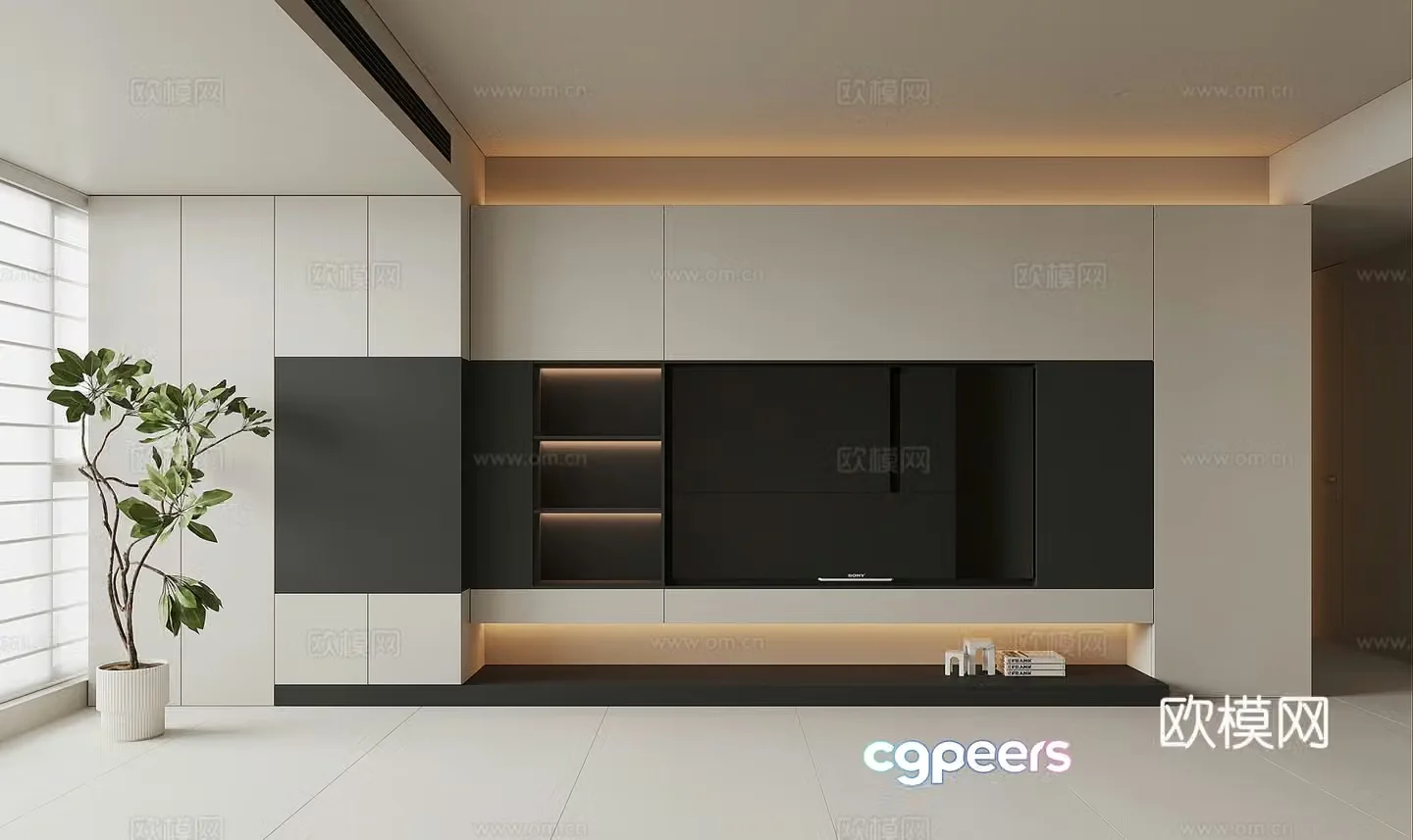 Modern TV background wall 3d model