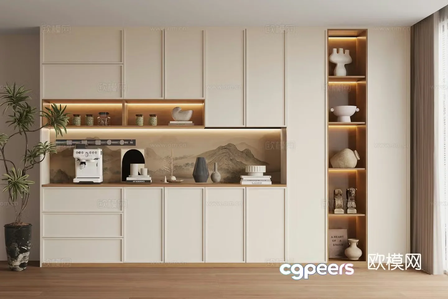Song style wine cabinet 3D model