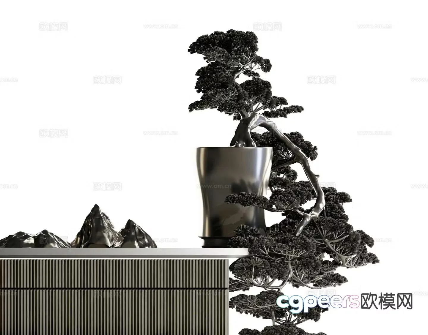 New Chinese style decoration potted plant ornaments 3d model