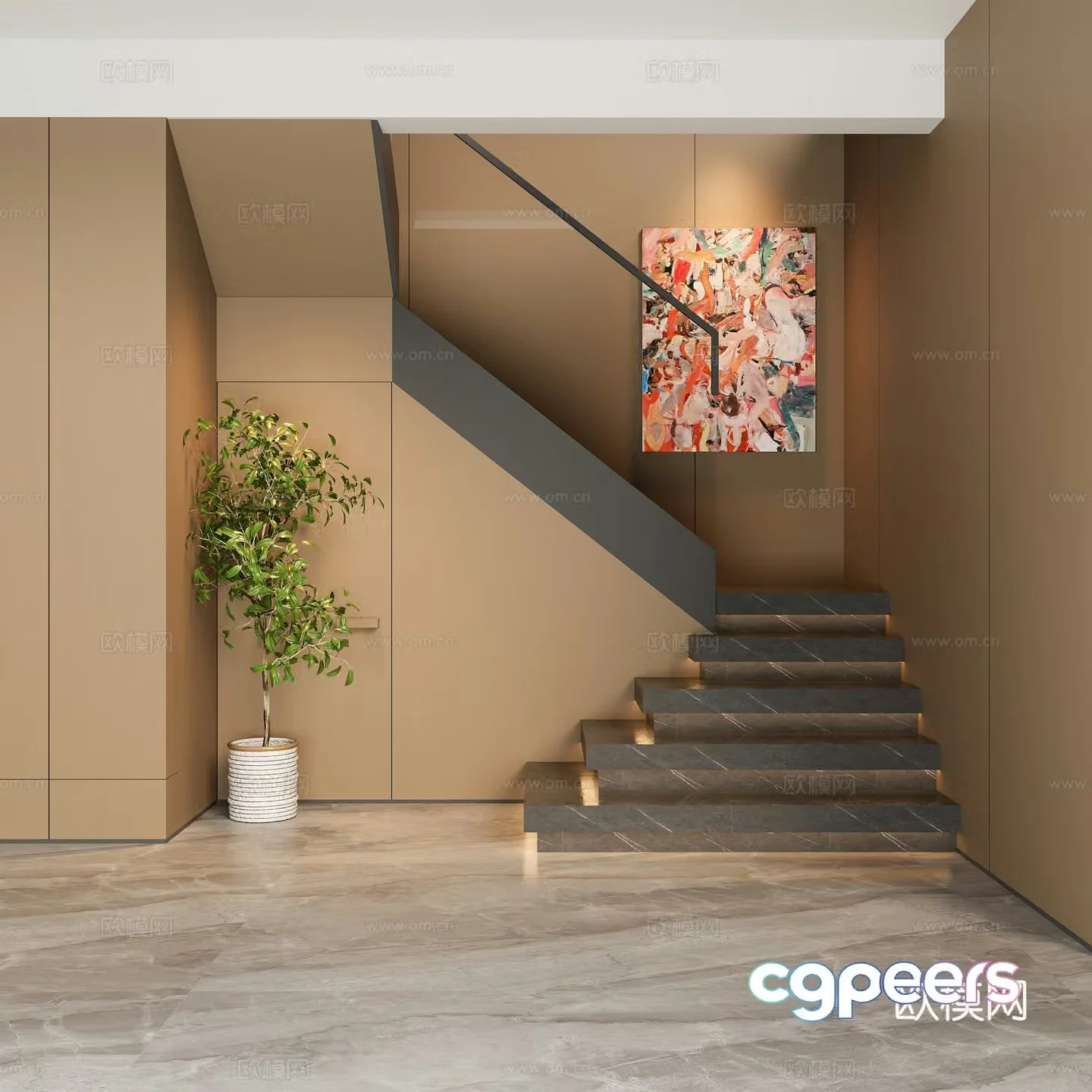 Stairwell Modern stairwell Italian stairwell Villa stairwell Duplex stairwell Staircase 3D model