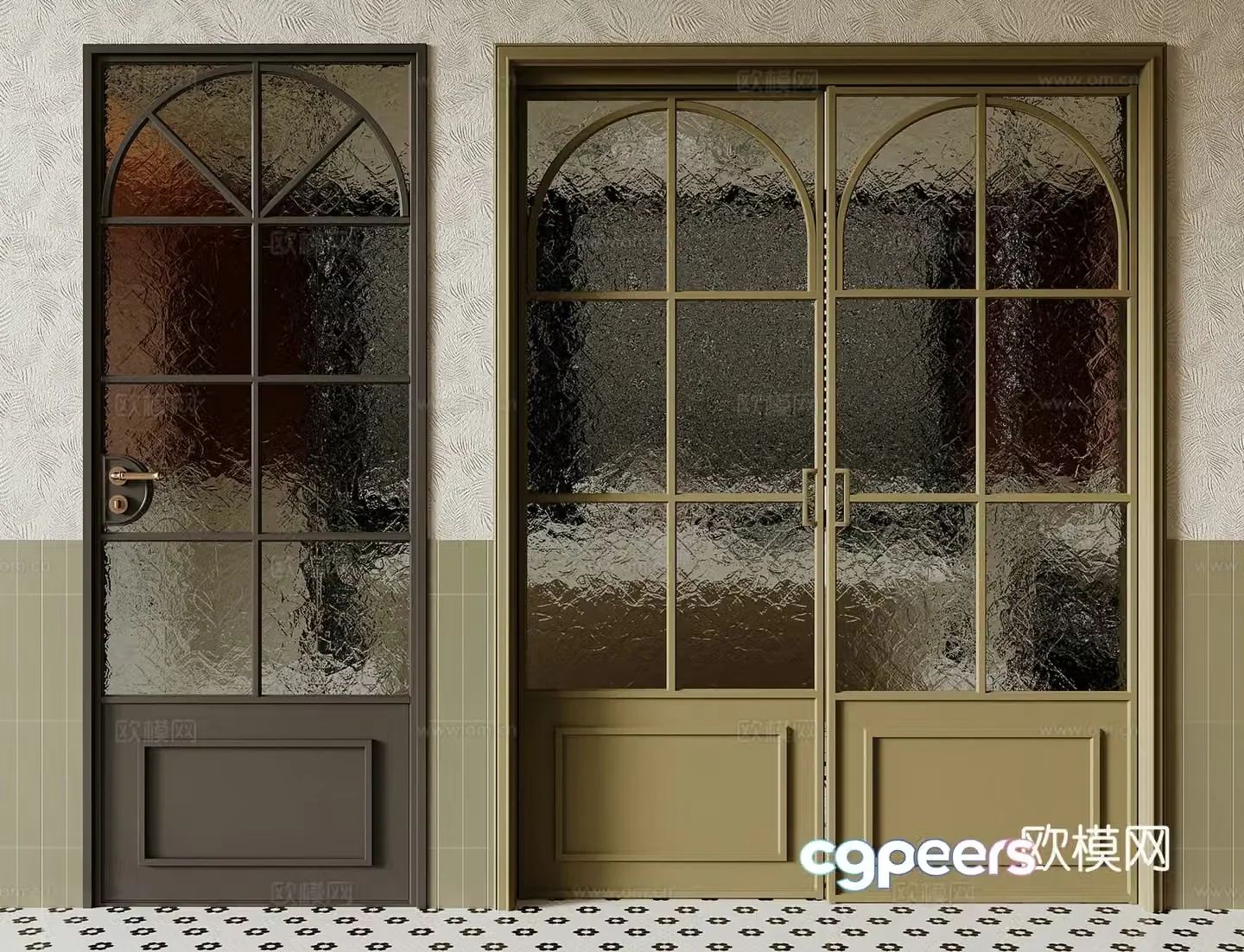 French doors single-open doors kitchen and bathroom doors glass doors sliding doors 3D model