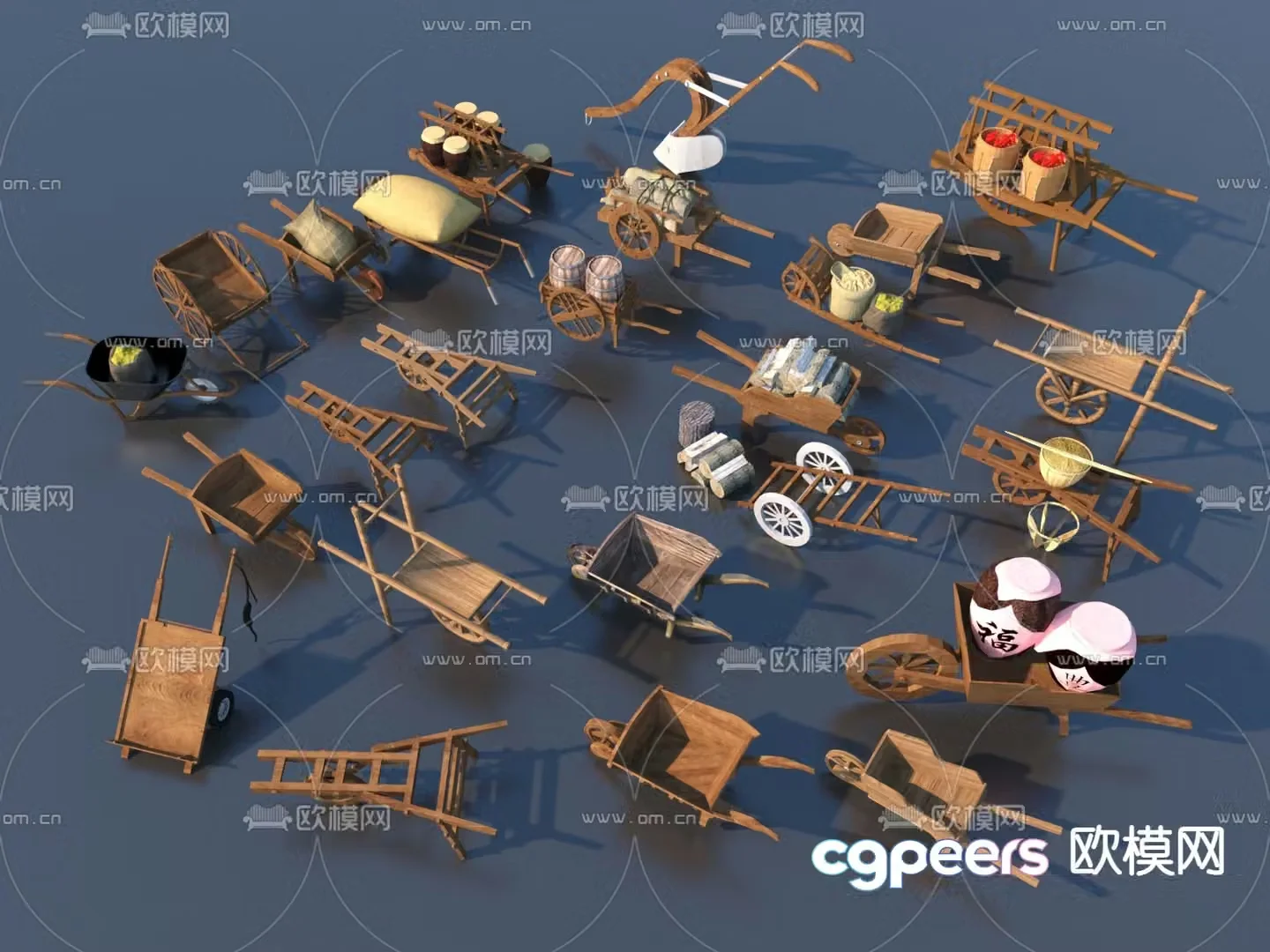 Chinese rural farming farm tools sketch 3D model