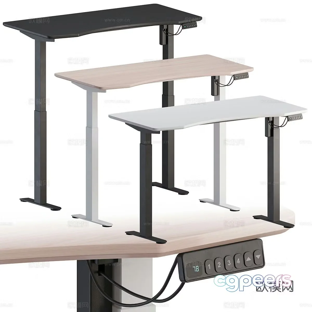 Modern writing desk desk lift desk 3d model