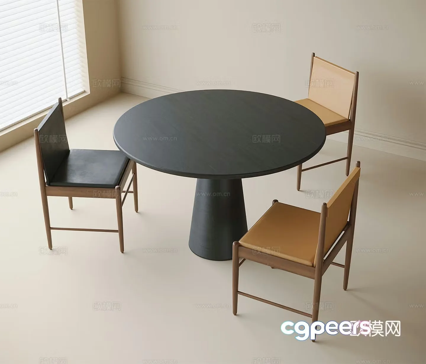 Modern dining table and chair combination dining chair single chair 3d model