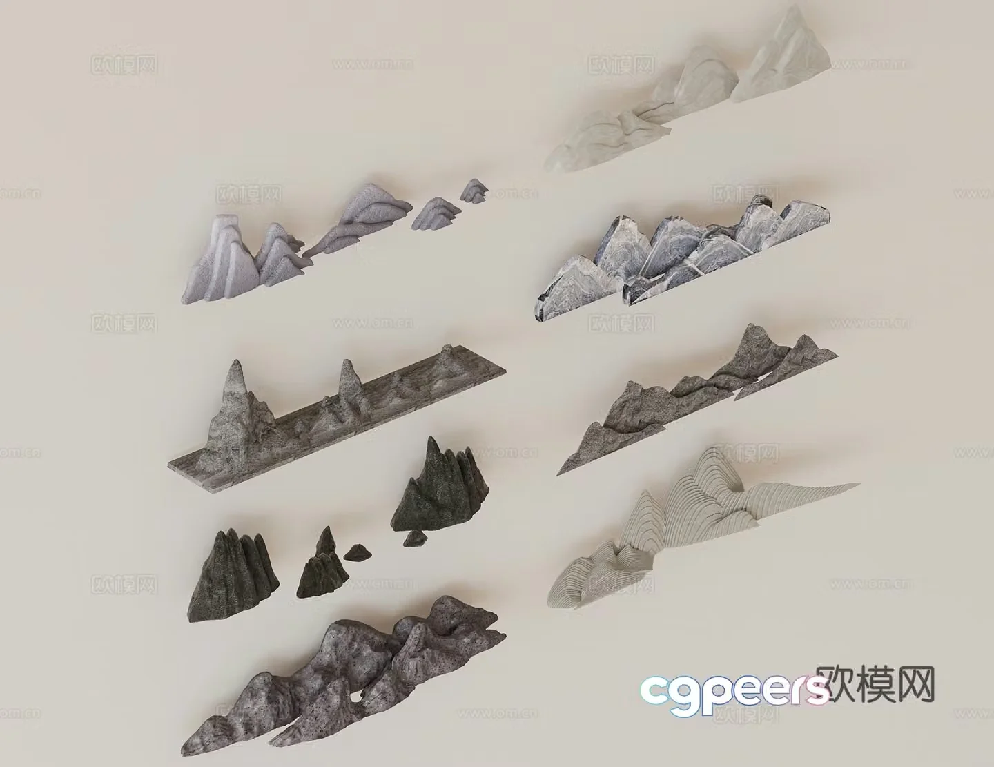 New Chinese style rockery stone water feature 3d model