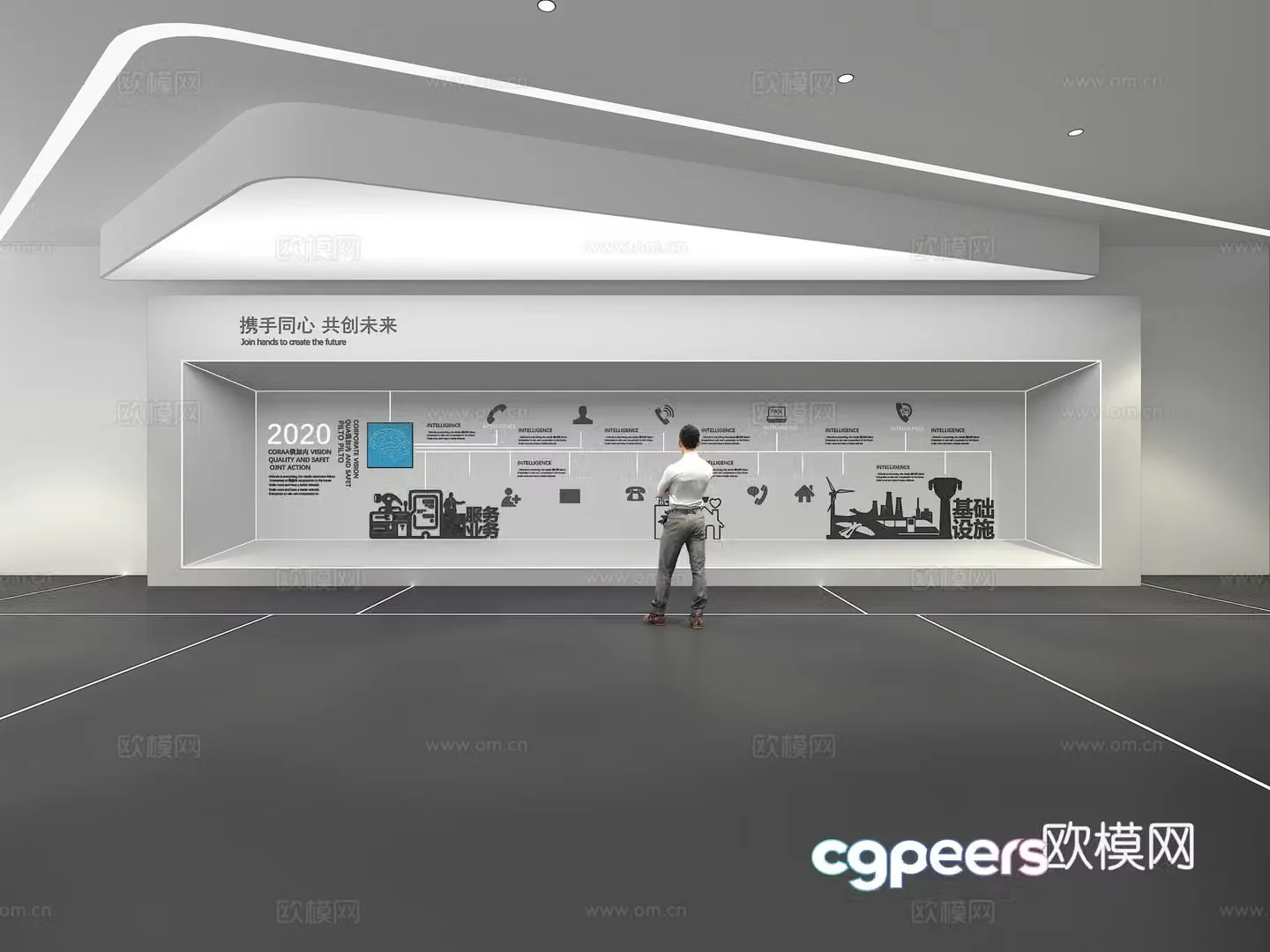 Cultural wall Corporate culture wall Display wall Theme wall Exhibition hall Campus culture Corridor 3D model
