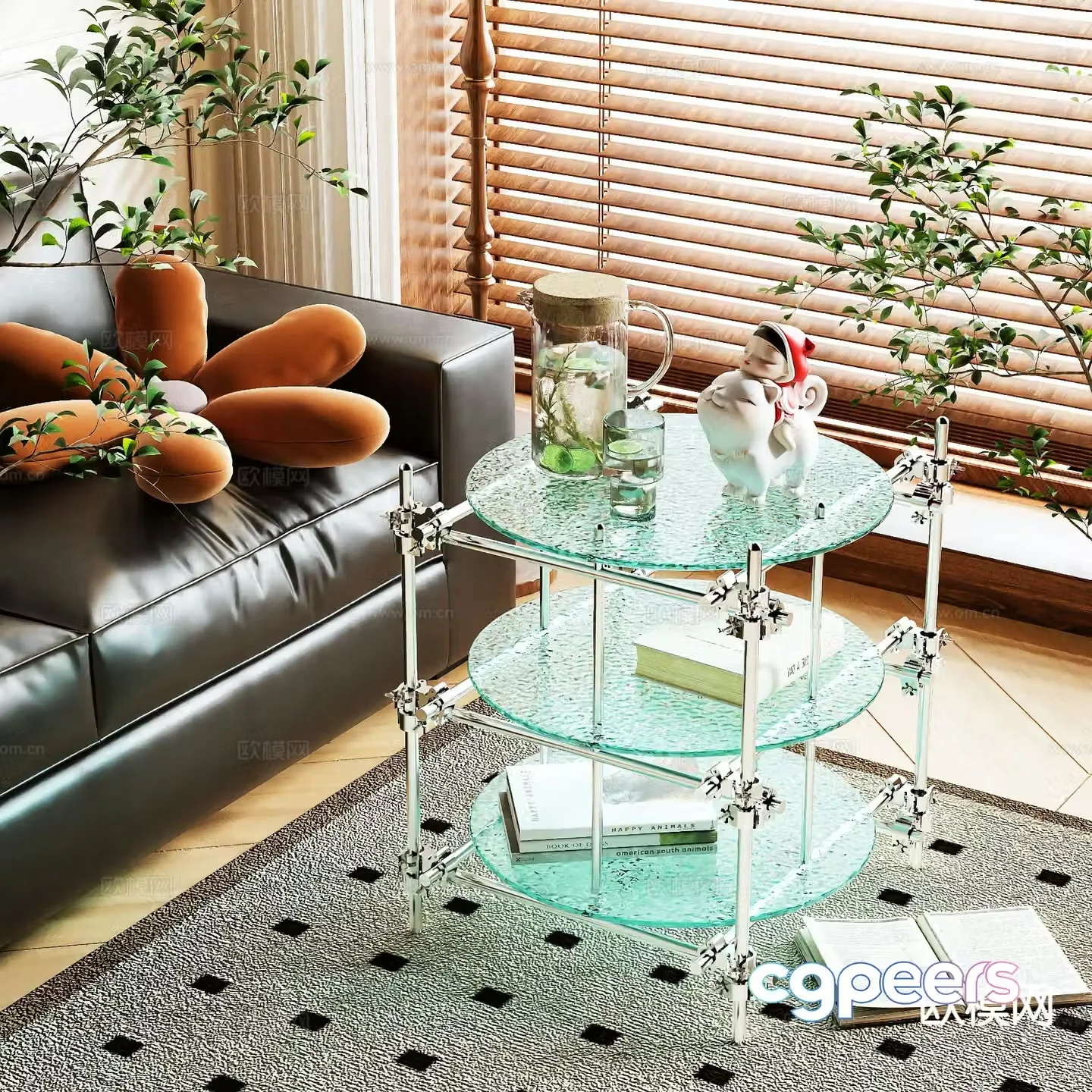 Memphis corner table glass side table 3d model