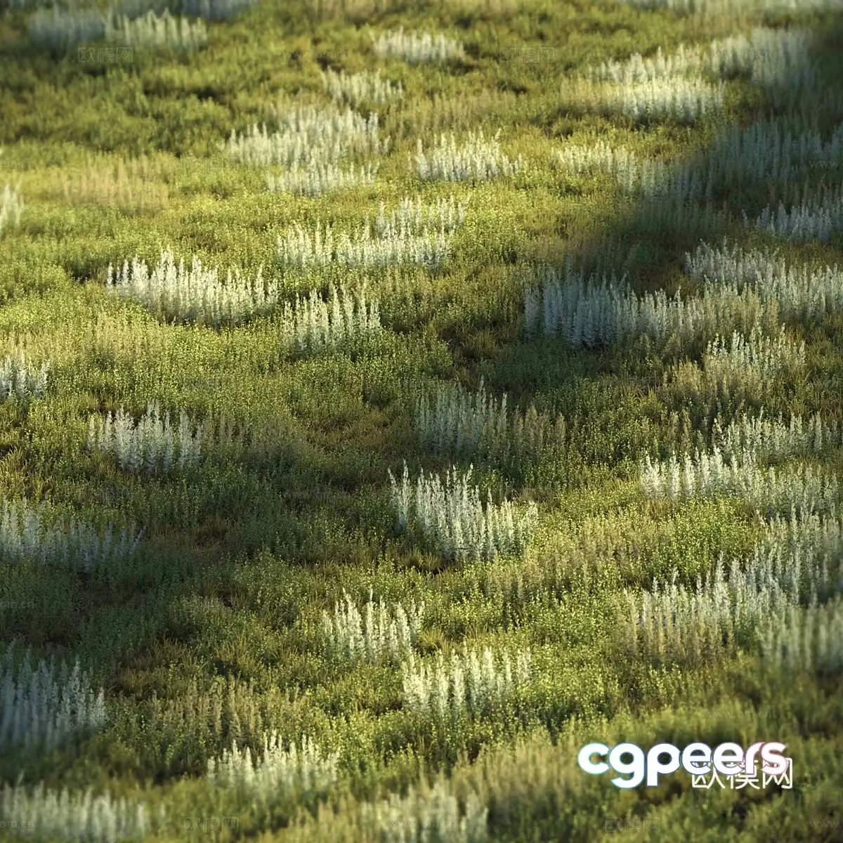 The 3D model of the grass is green