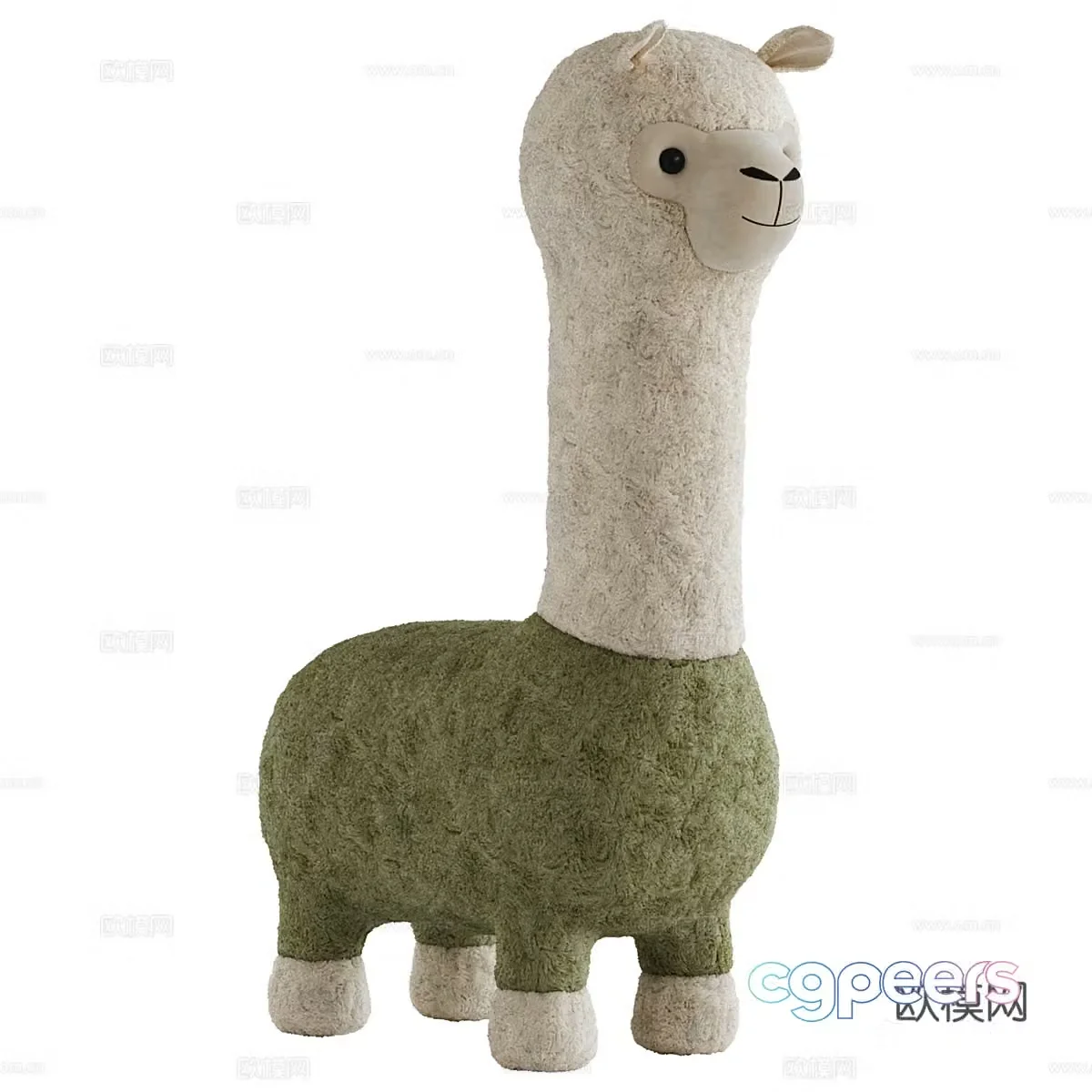 Modern creamy style alpaca plush toy 3d model