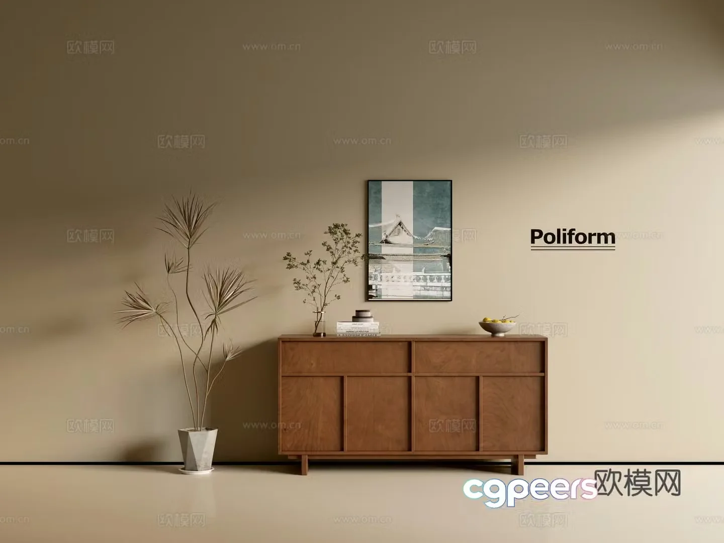 Modern wood grain cabinet ins wind minimalist wind cabinet whole cabinet sideboard balcony cabinet storage 3D model
