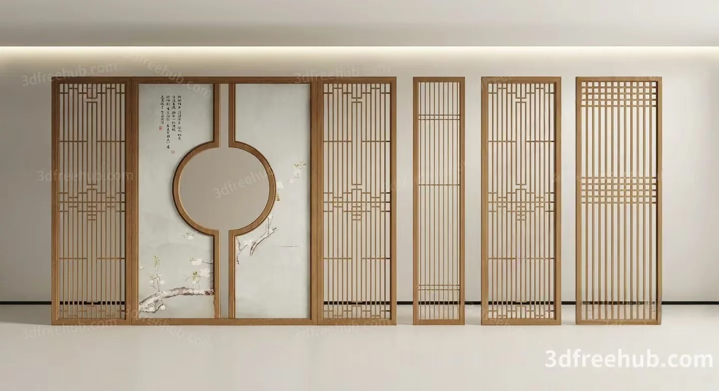 Asian-Inspired Wooden Decor 3D Model – 18567 – VRAY Render