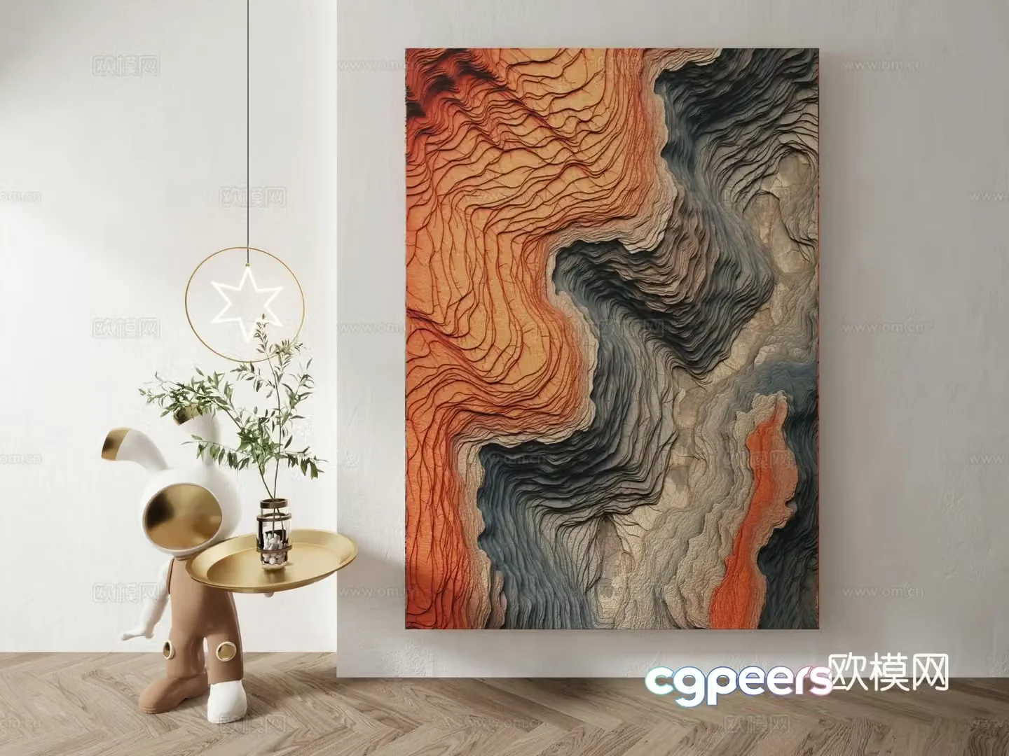 Art abstract decorative painting 3d model