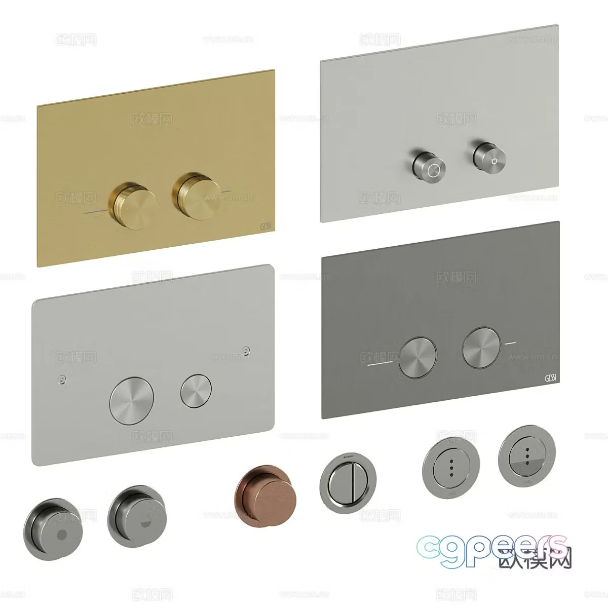 Modern light luxury flush button 3d model