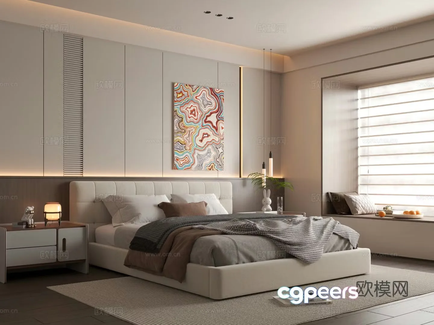 Modern bedroom Italian bedroom Bedroom Bedroom Bedroom Background Wall 3D Model
