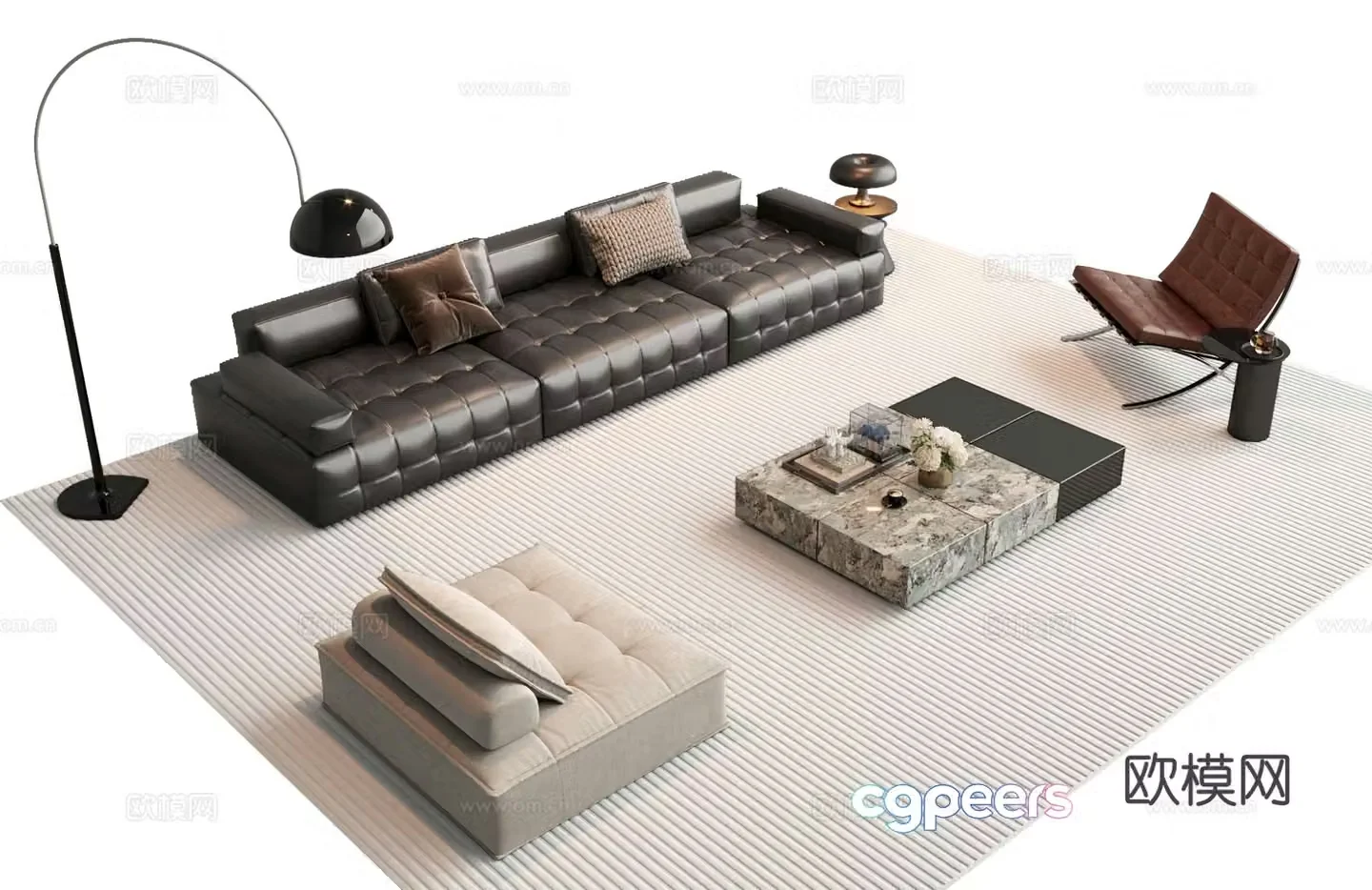 Italian sectional sofa 3d model