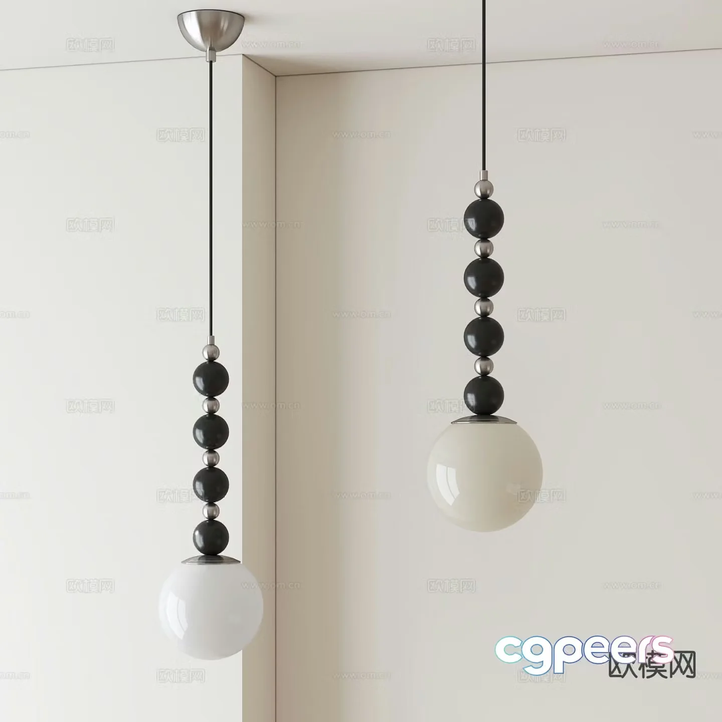 Nordic spherical small chandelier 3d model
