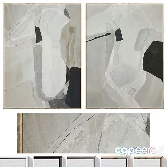 3ds Max Free – Large Mid Century Abstract Neutral Wall Art C 864