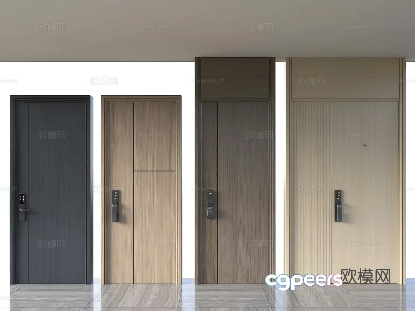 Modern security door entrance door entrance door fingerprint lock password lock modern minimalist door black 3d model