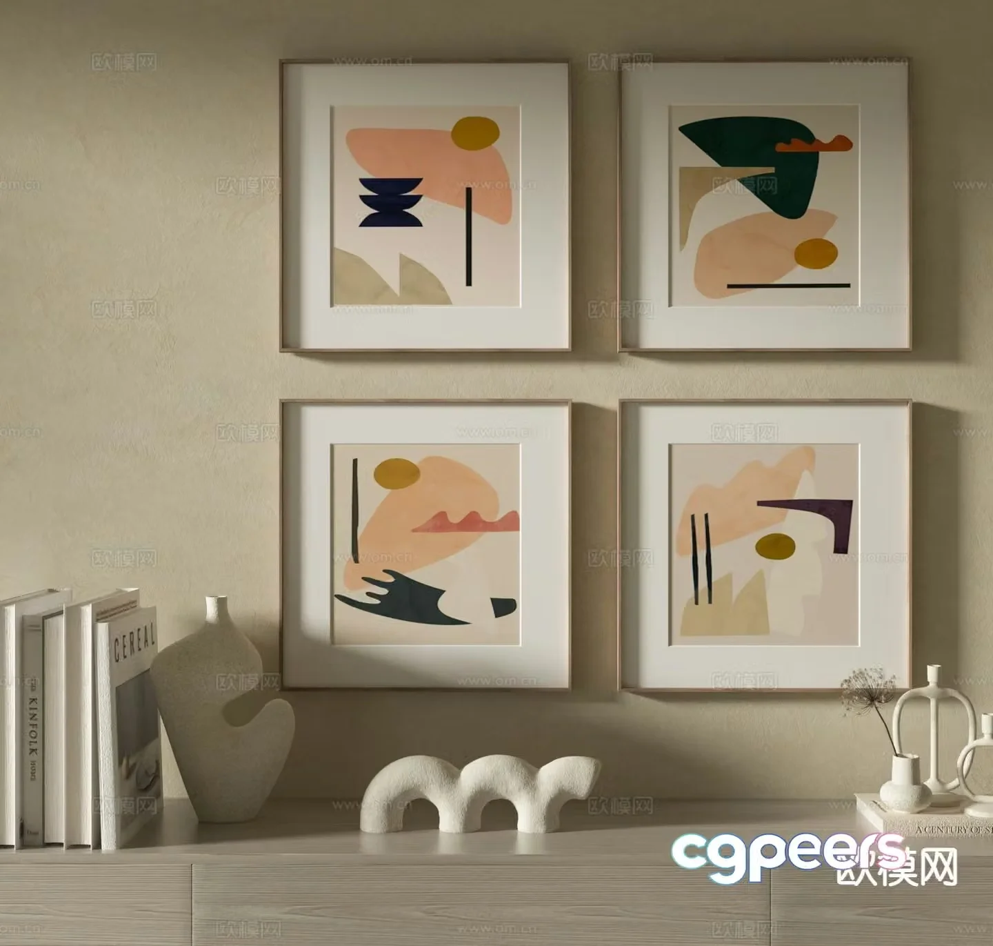 Nordic decorative painting art painting hanging painting 3d model