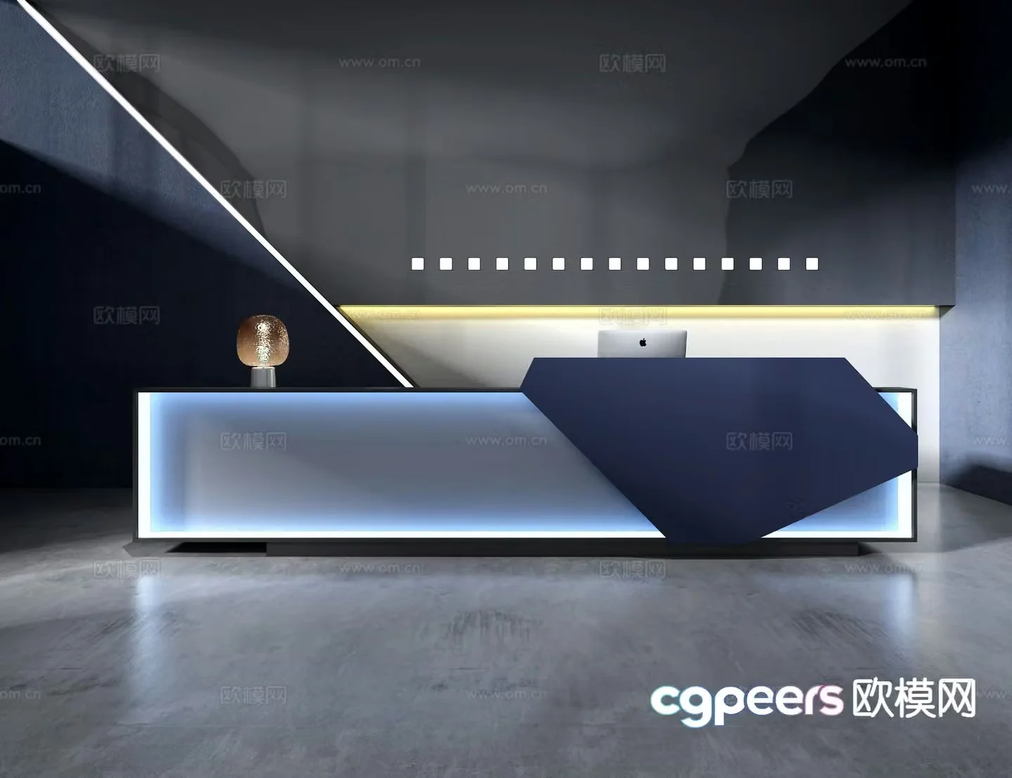 Modern front desk reception desk 3d model