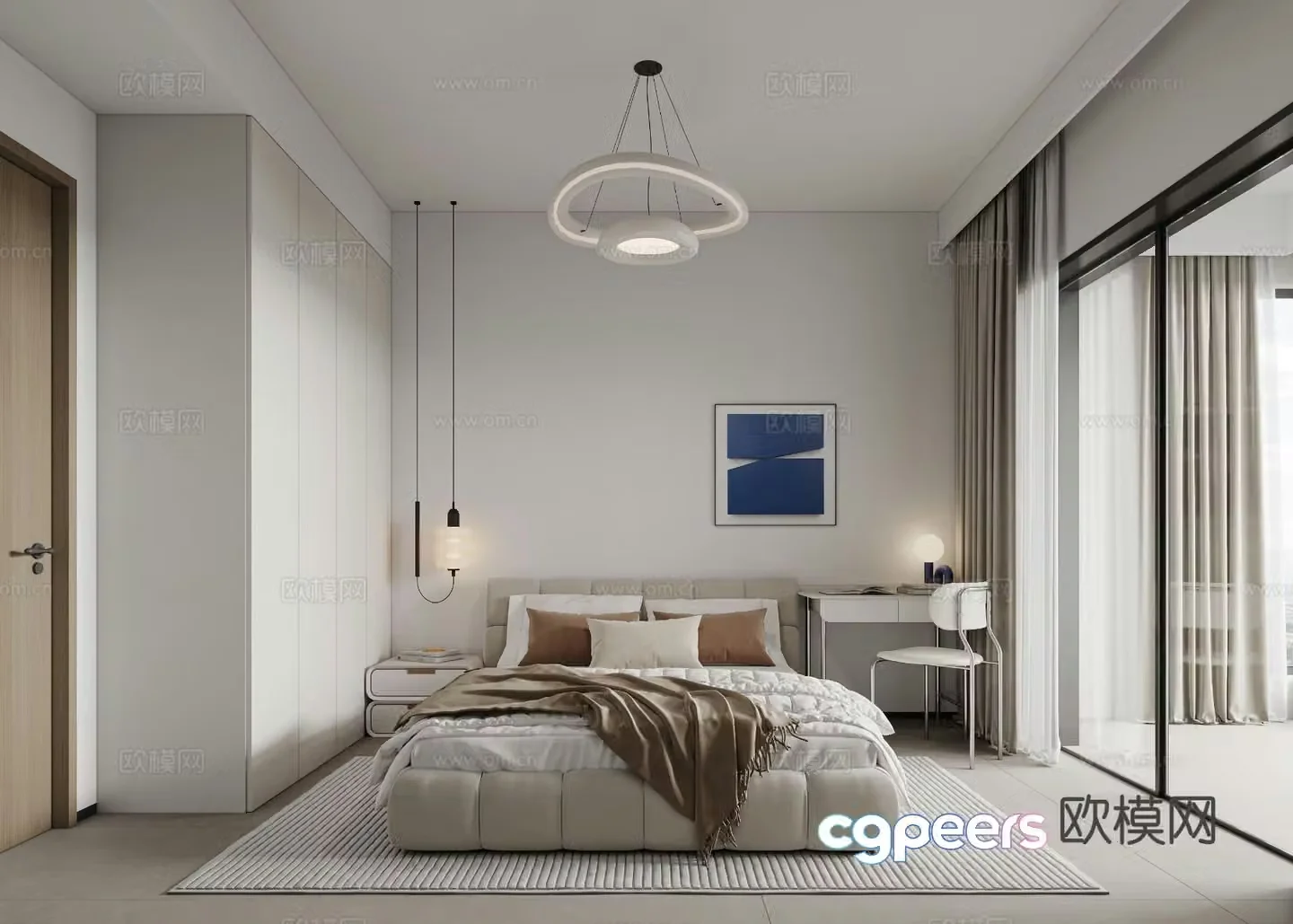 Modern minimalist bedroom second bedroom 3D model