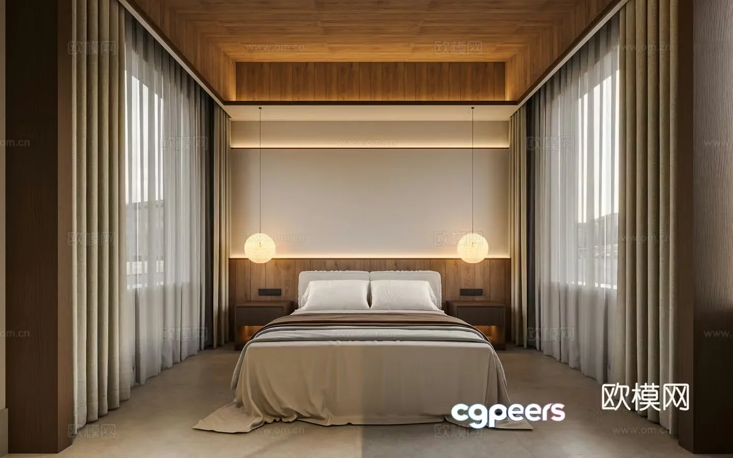 B&B Bedroom Room Silent Middle Style 3D Model