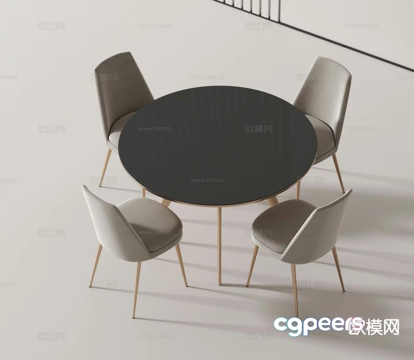 Modern round dining table and chairs 3d model
