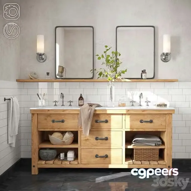 3ds Max Free – Pottery Barn Double Sink Vanities
