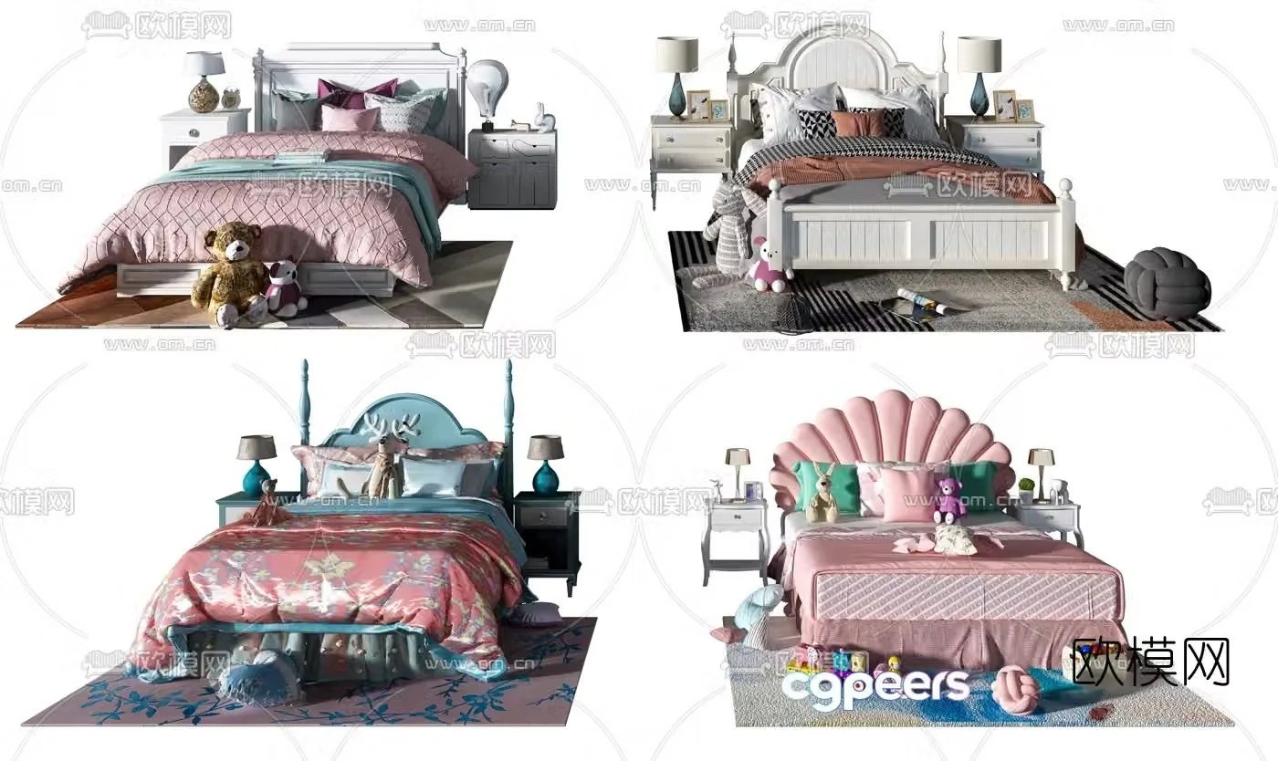 Modern fabric children’s bed 3d model