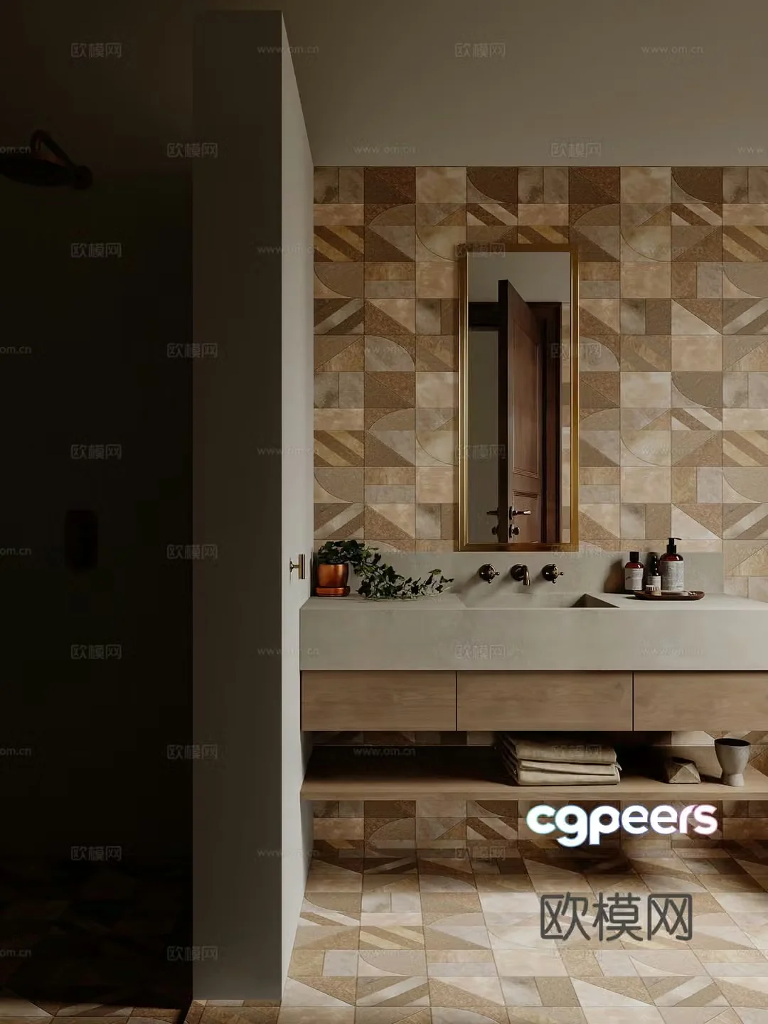 Middle-aged bathroom 3D model