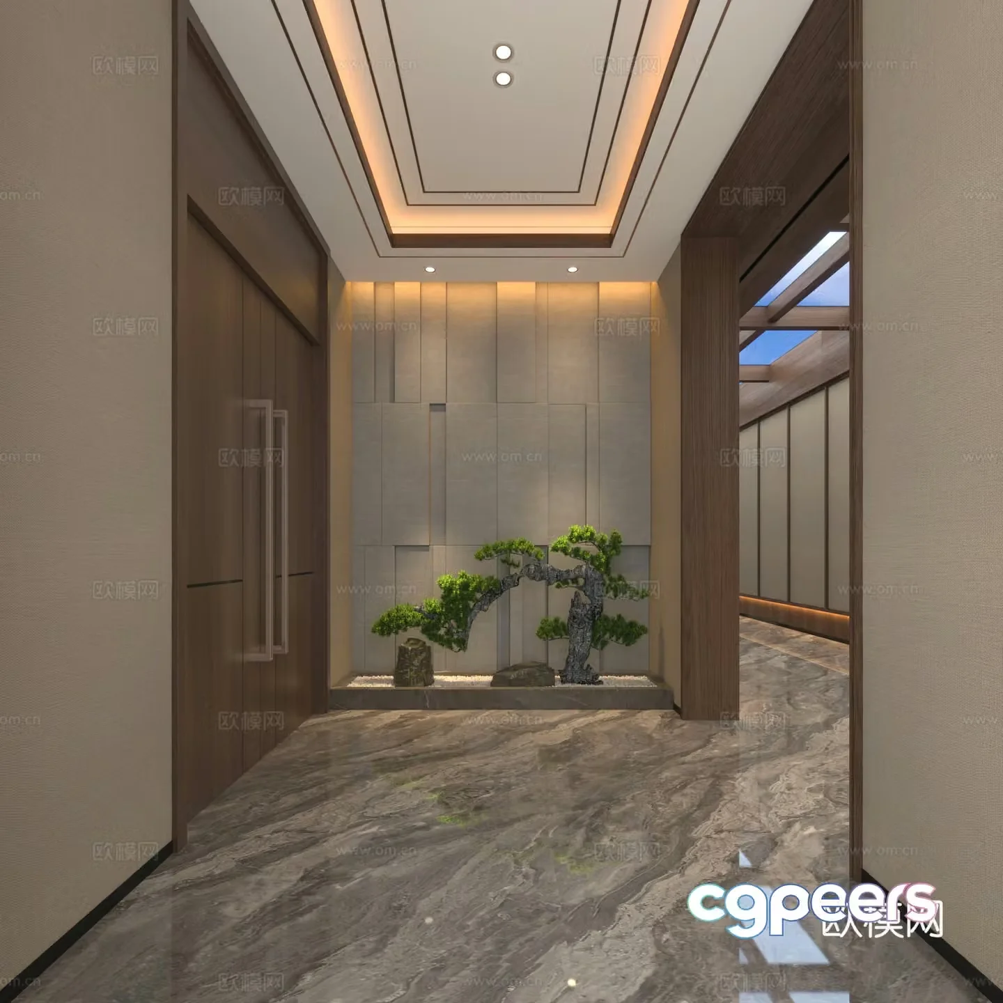 New Chinese style 3D model of corridor