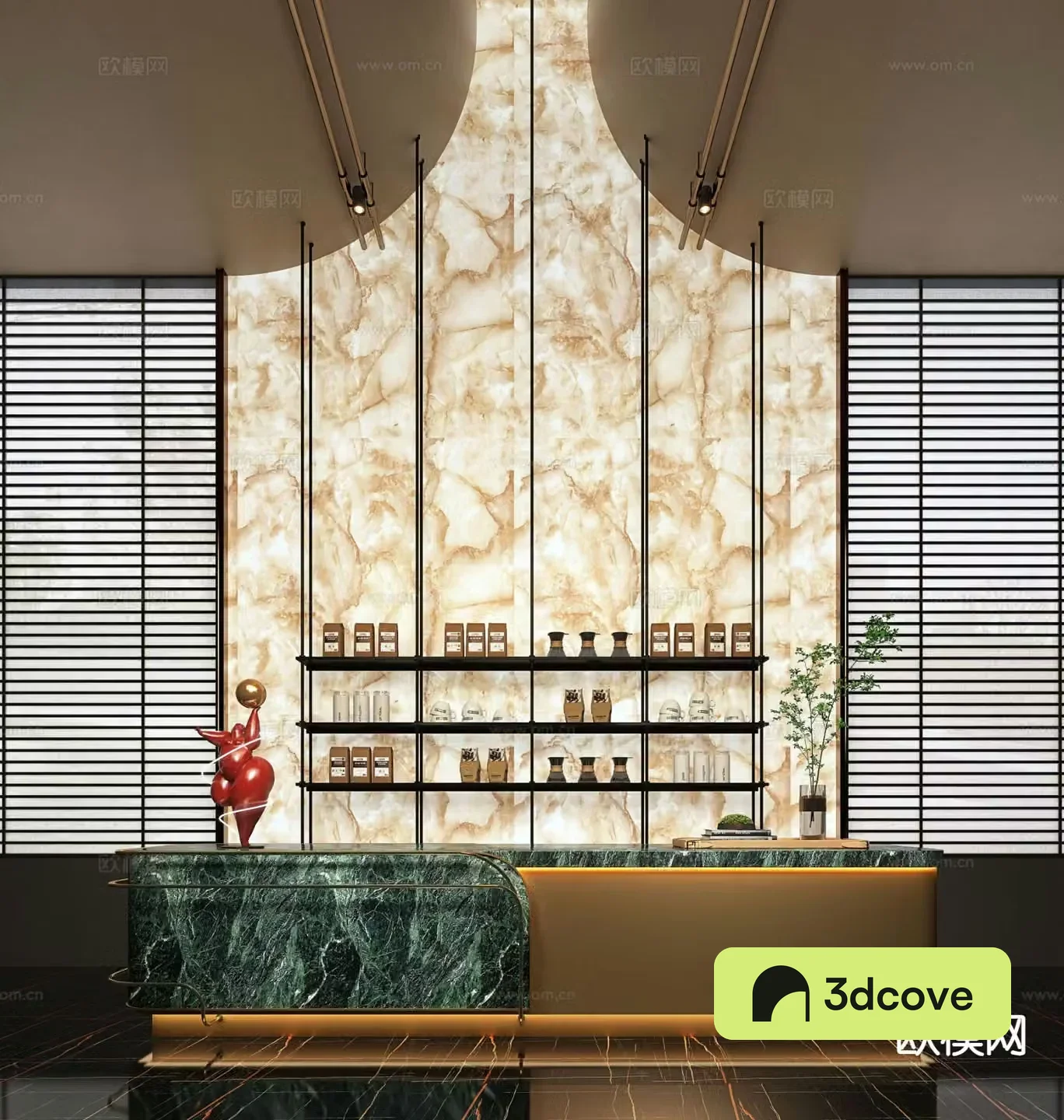 Hall water bar translucent stone bar