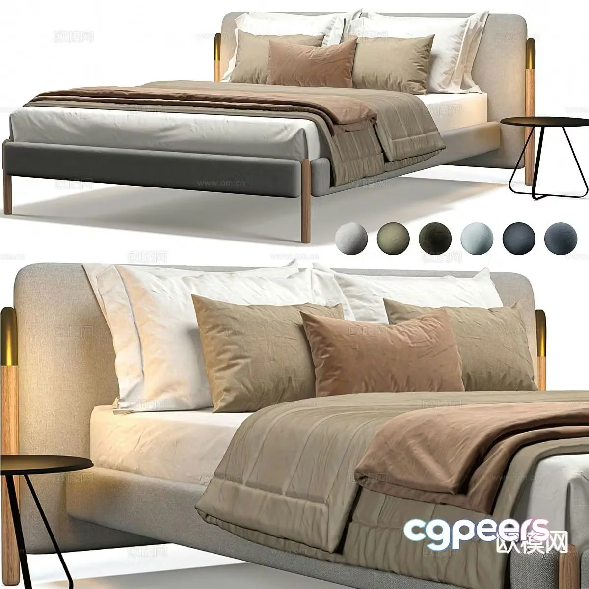 Modern double bed 3d model