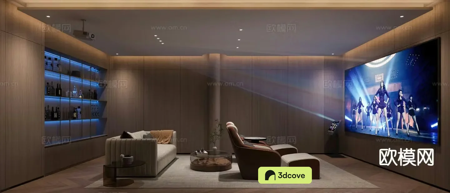 Modern audio-visual room home audio
