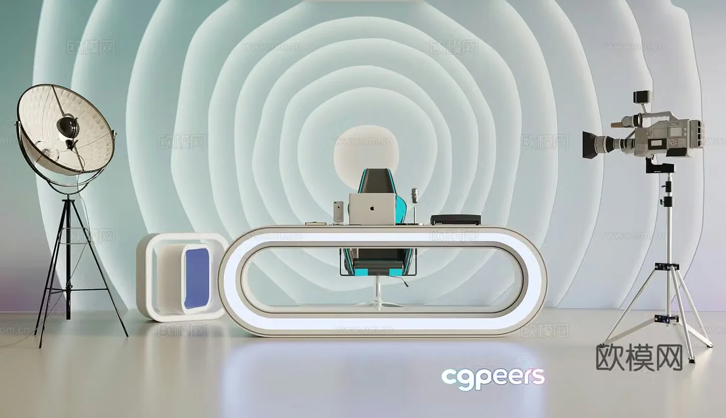 Modern live broadcast room Live equipment Fill light Camera 3d model