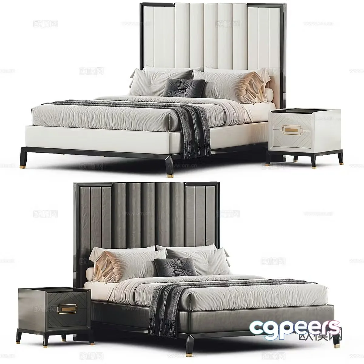 New Chinese style double bed 3d model