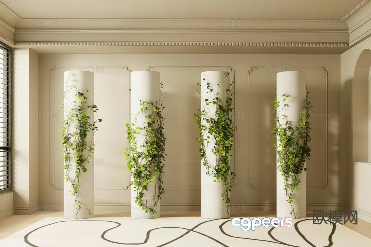Modern rattan pillar 3d model