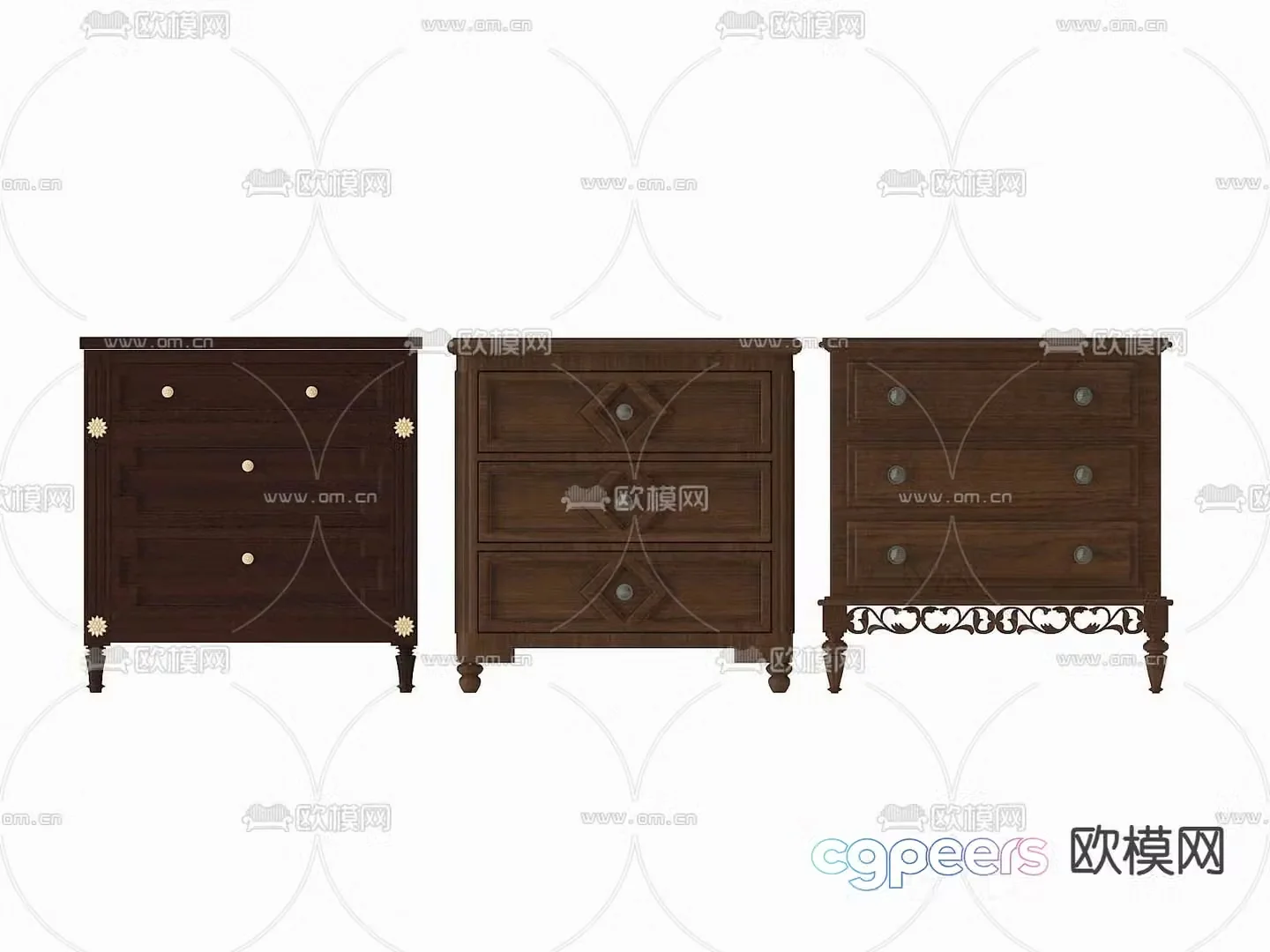 American bedside table 3d model