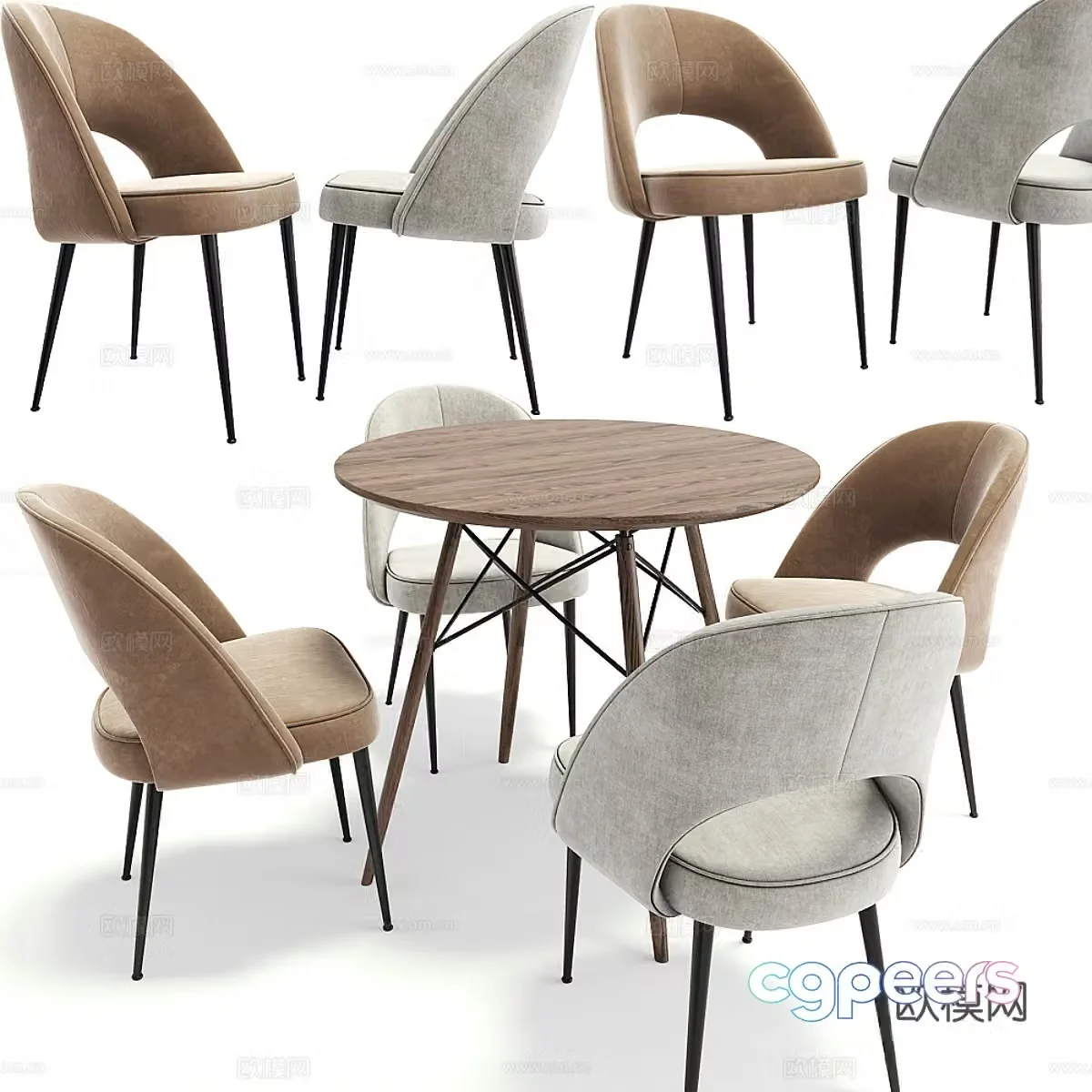 Leisure table and chair 3d model