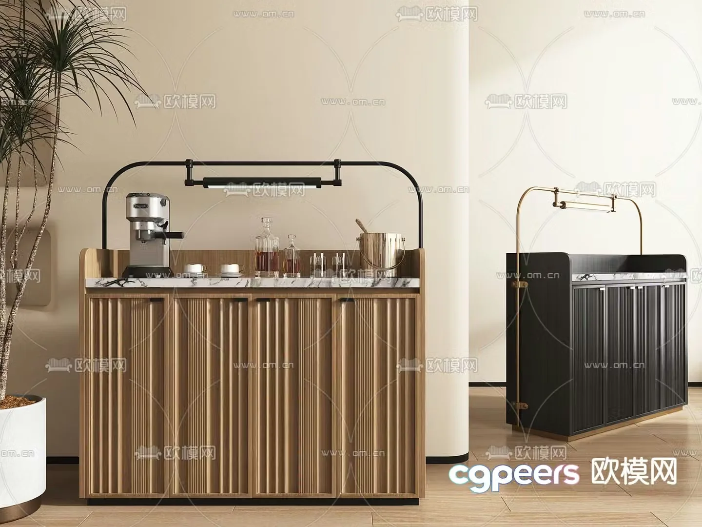 Pantry cabinet minibar cabinet 3d model