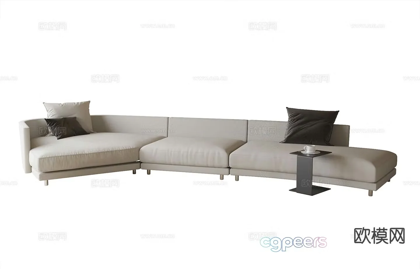 Modern curved sofa multi-person sofa 3d model