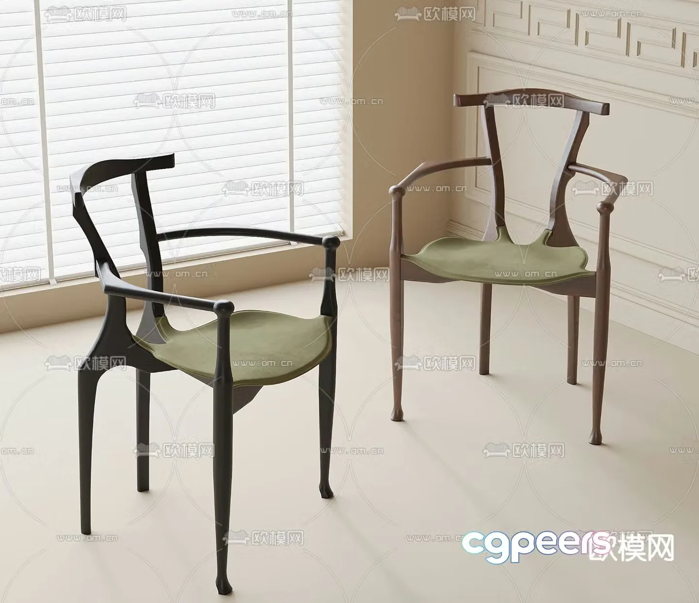 Medium style chair dining chair 3d model