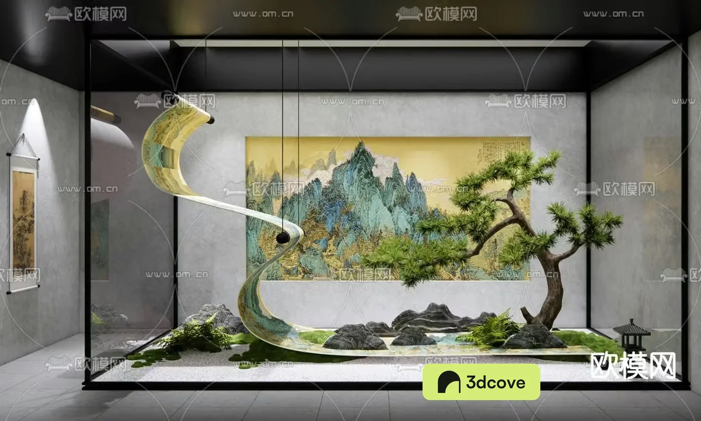 New Chinese style landscape calligraphy and painting landscape sketch