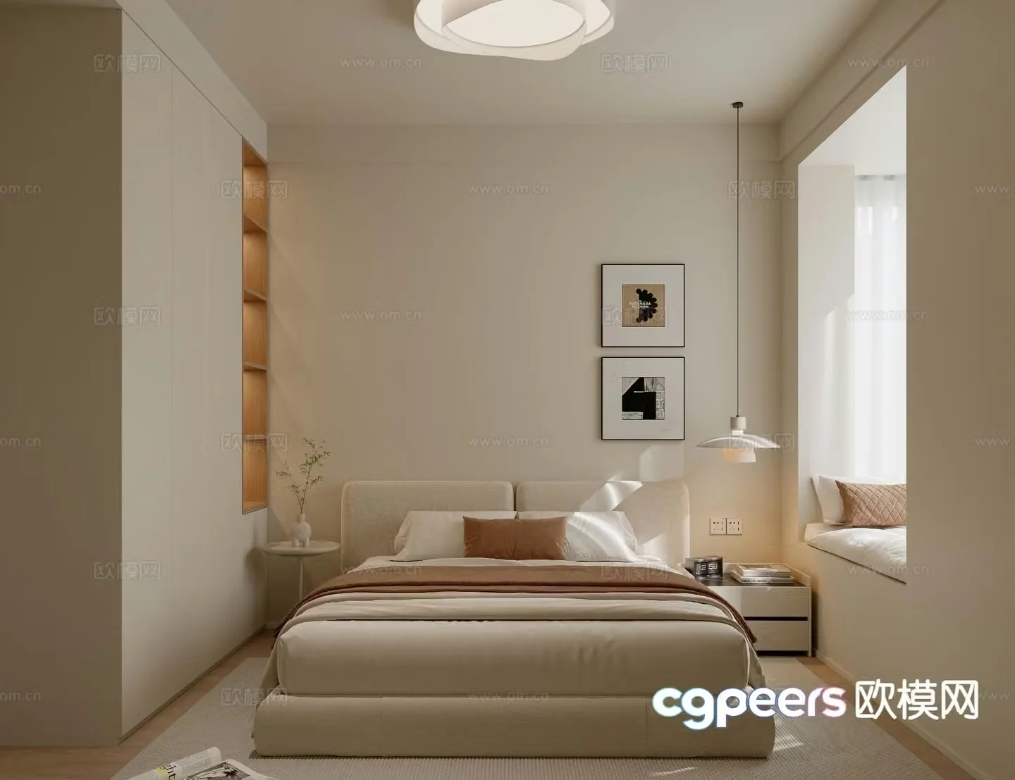 Cream style bedroom second bedroom 3D model